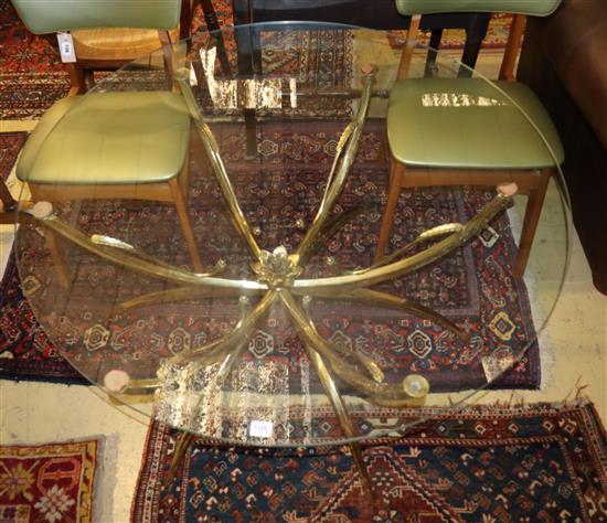 A circular glass top gilt metal coffee table, diameter 112cm, height 55cm